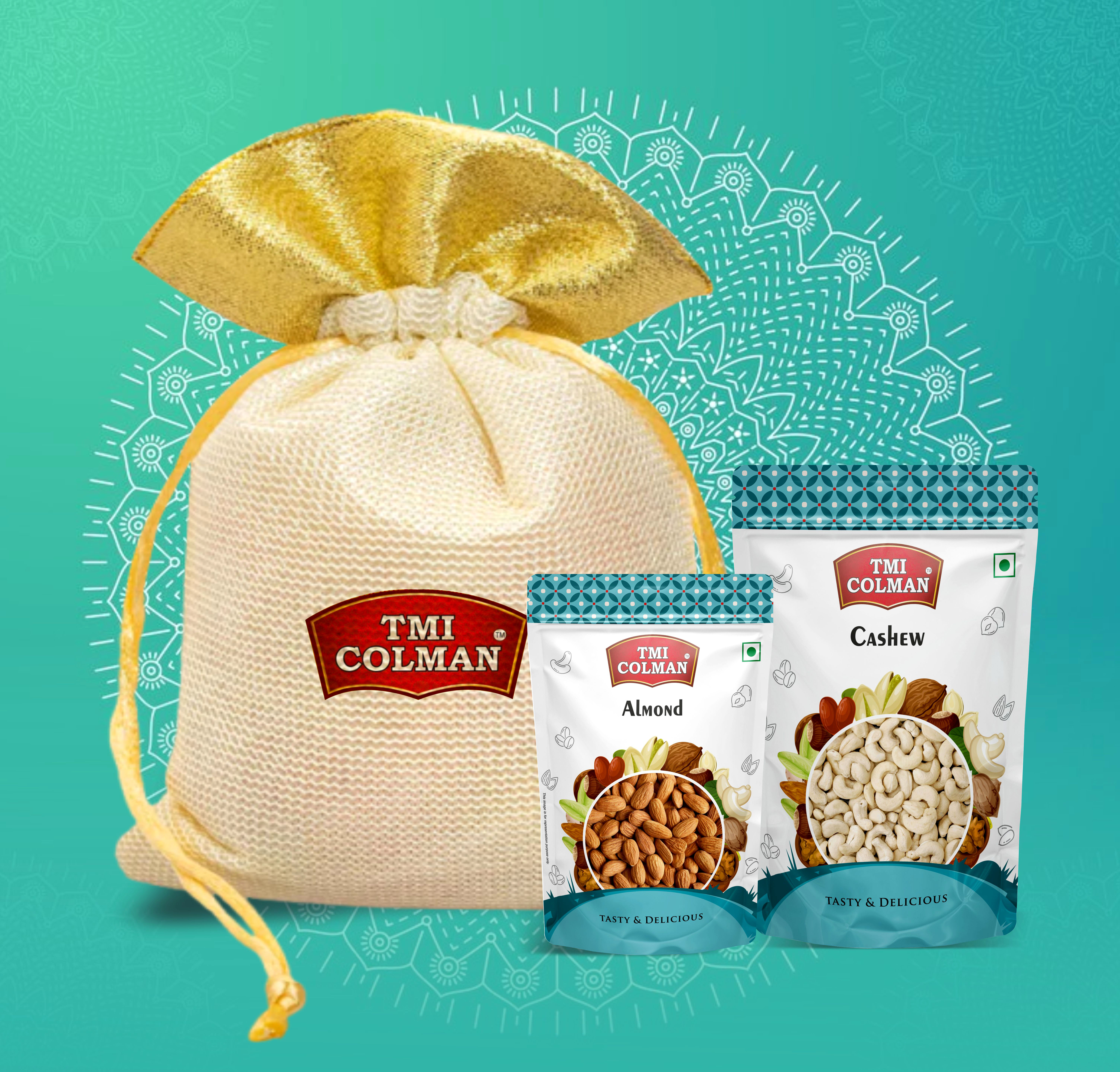 MIX DRY FRUITS GIFT HAMPER (JUTE GOLDEN) 500g
