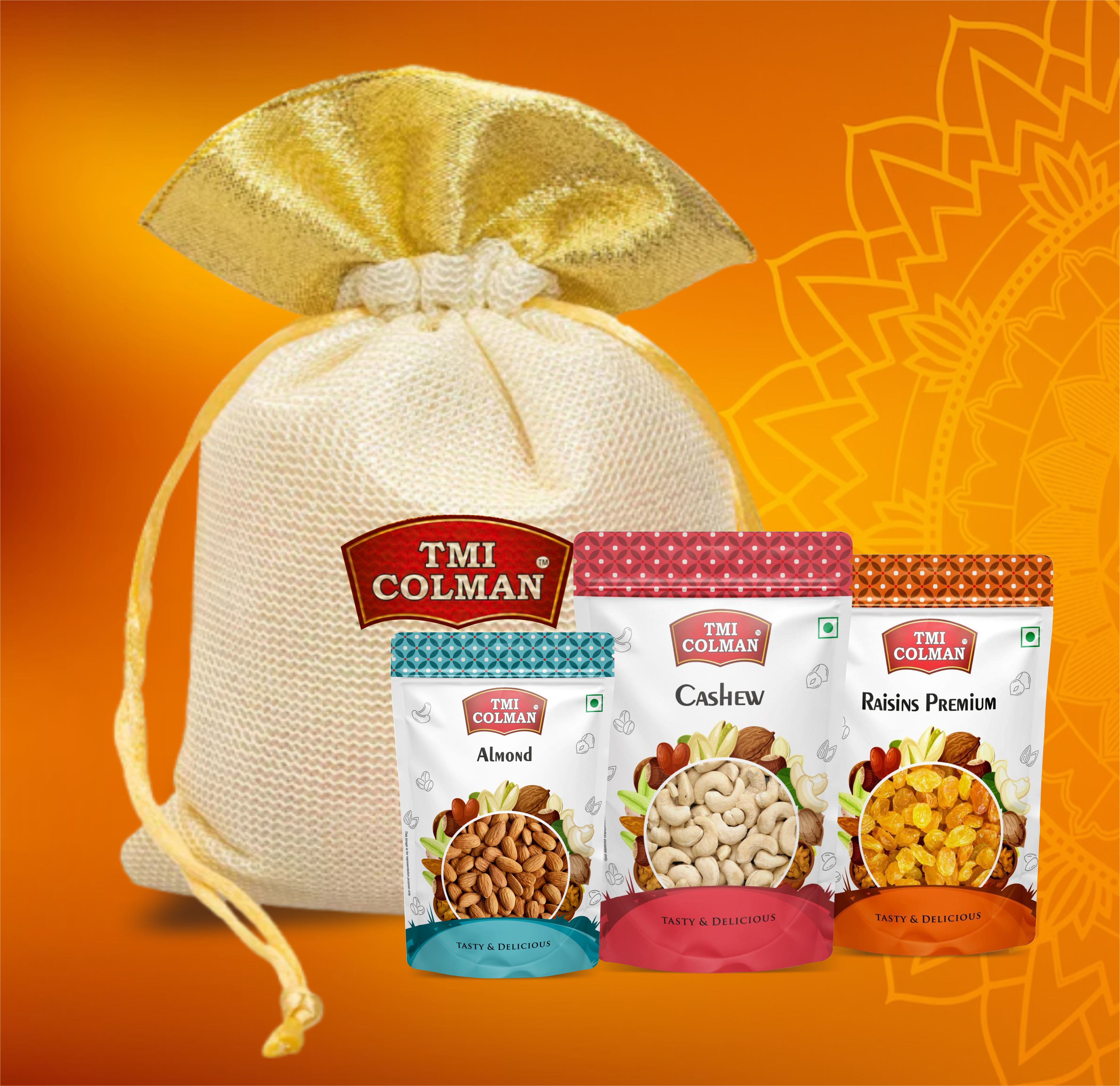 MIX DRY FRUITS GIFT HAMPER (JUTE GOLDEN) 600g